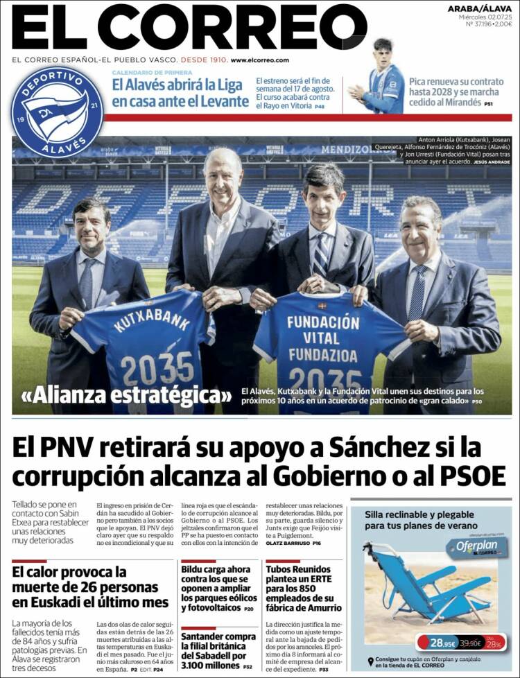 Portada de El Correo - Álava (Espagne)