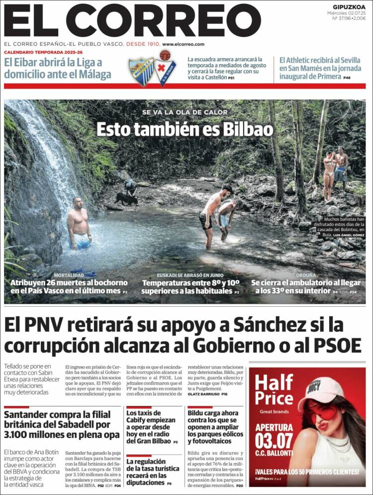 Portada de El Correo - Guipuzcoa (España)