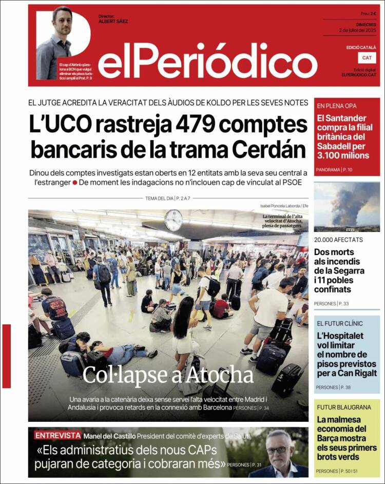 Portada de El Periódico de Catalunya (España)