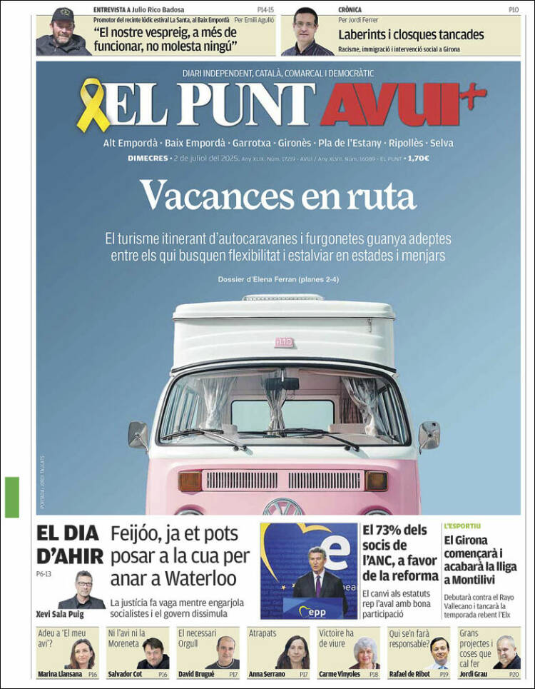 Portada de El Punt Avui - Girona (España)