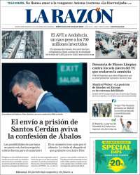 Portada de La Razón (Espagne)