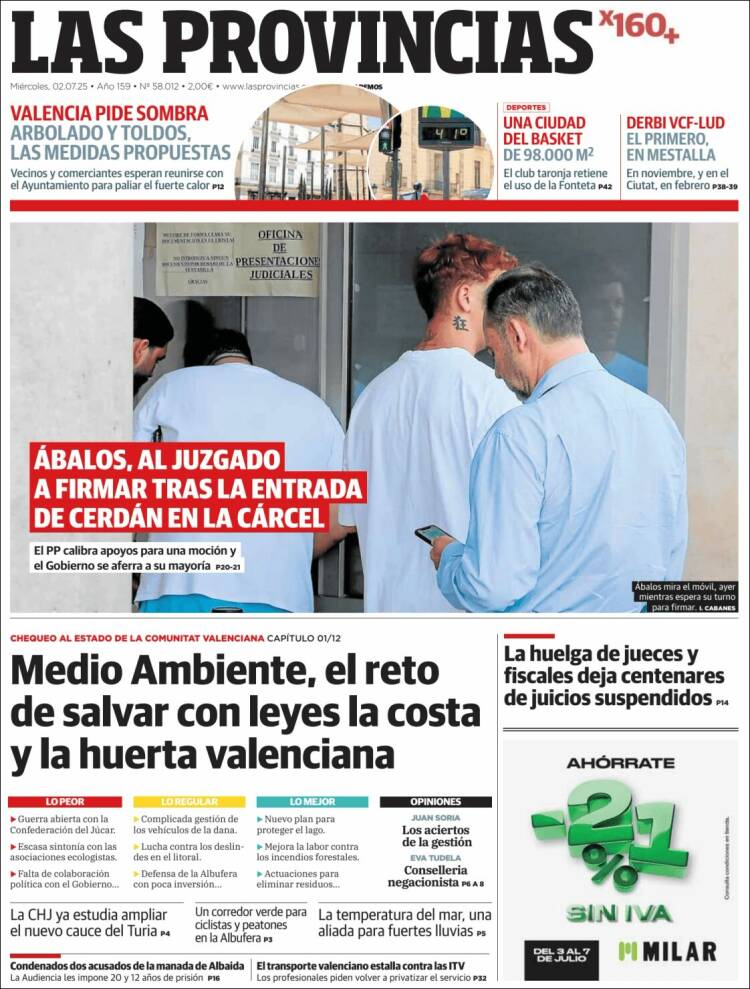 Portada de Las Provincias (España)