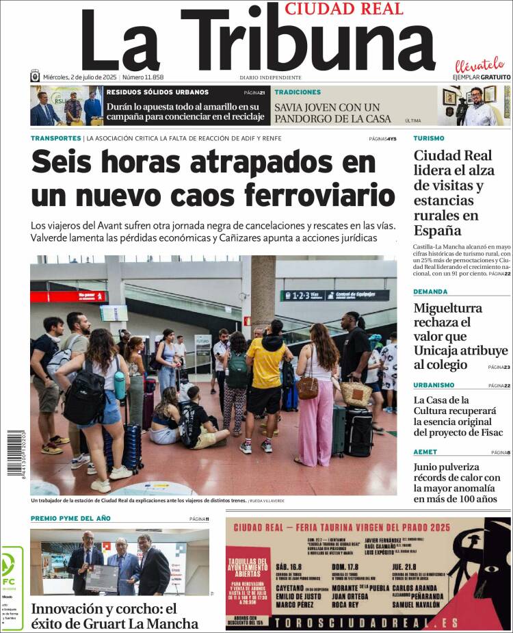 Portada de La Tribuna de Ciudad Real (España)