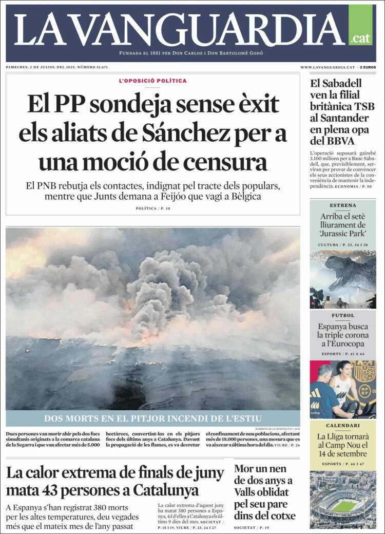 Portada de La Vanguardia (España)