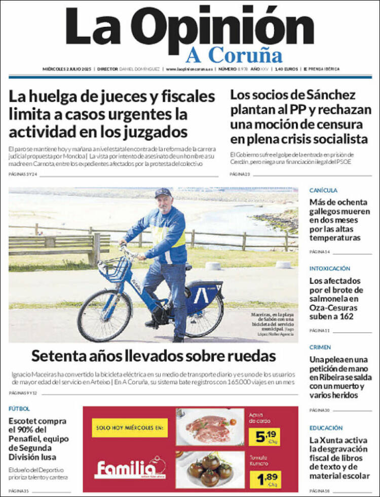 Portada de La Opinión de A Coruña (España)