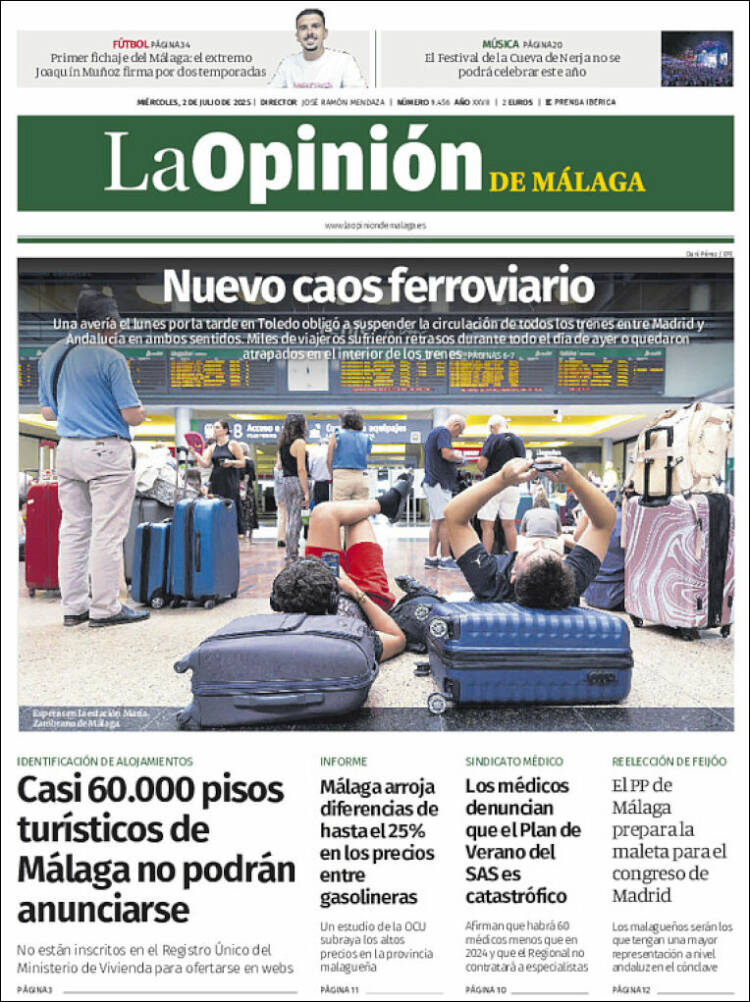 Portada de La Opinión de Málaga (España)