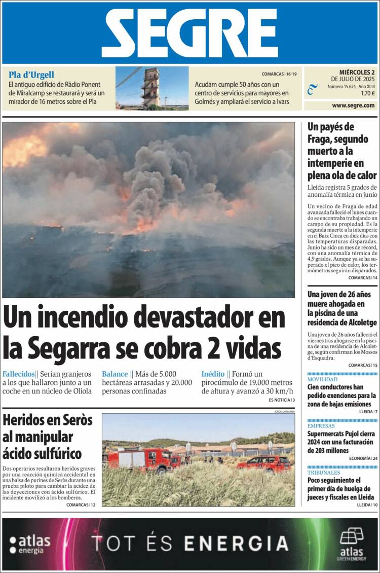Portada de Segre  (Espagne)