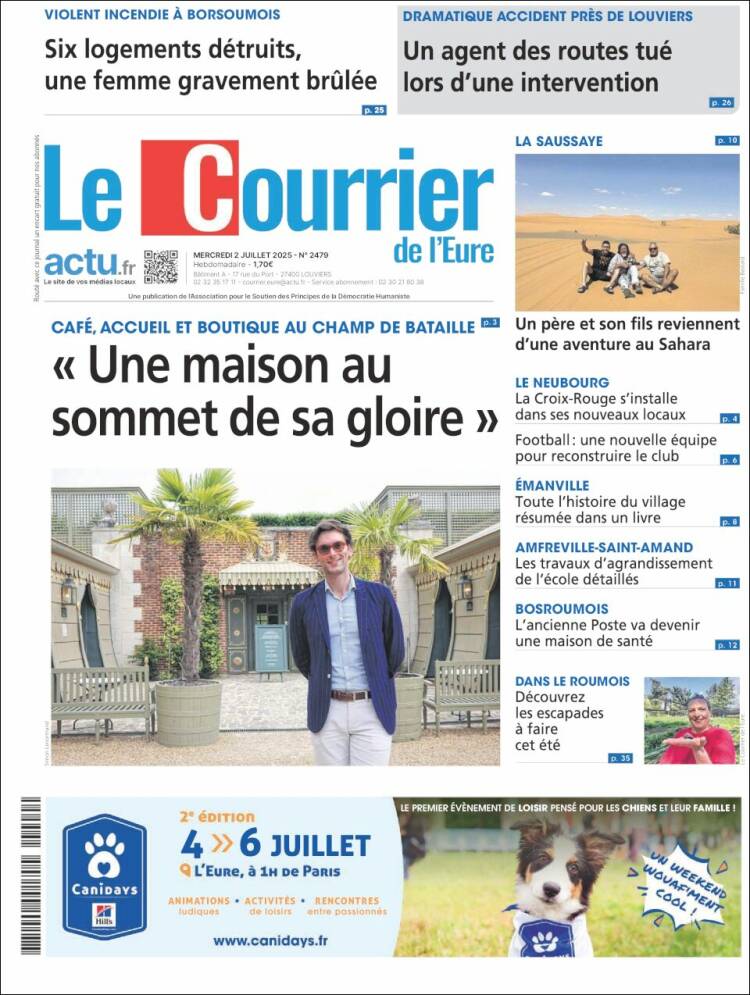 Portada de Le Courrier de l'Ouest (France)