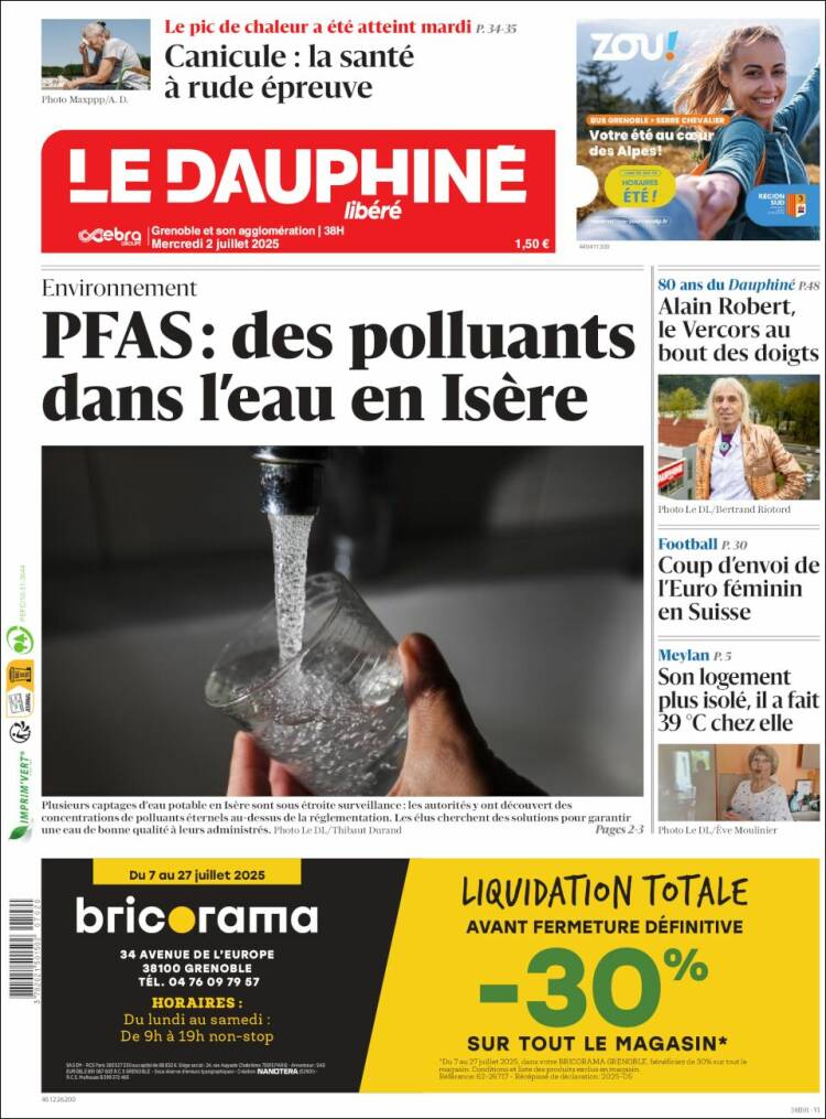 Portada de Le Dauphiné Libéré (France)
