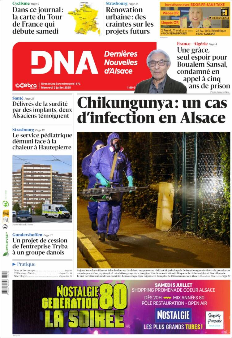 Portada de Les Dernières Nouvelles d'Alsace (Francia)