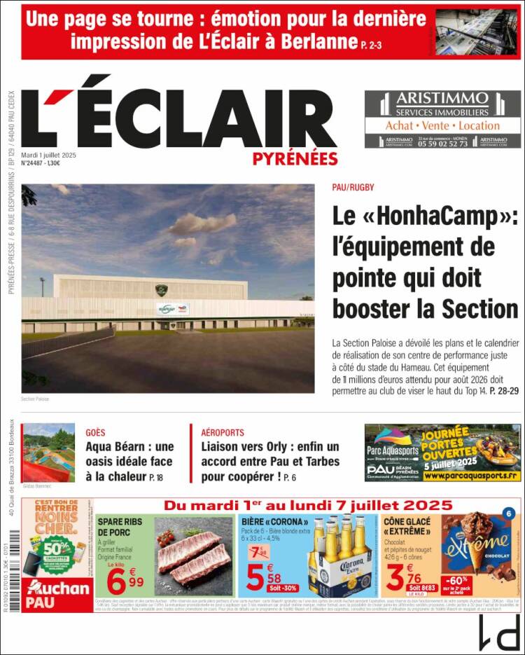 Portada de L'Eclair des Pyrénées (Francia)
