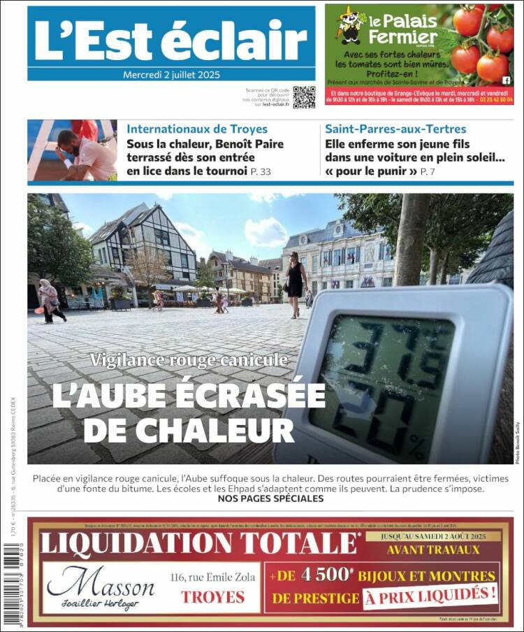 Portada de L'Est Eclair (Francia)