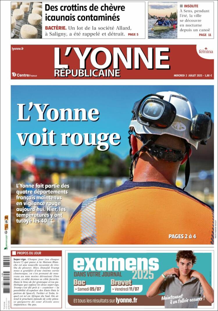 Portada de L'Yonne-Républicaine (Francia)