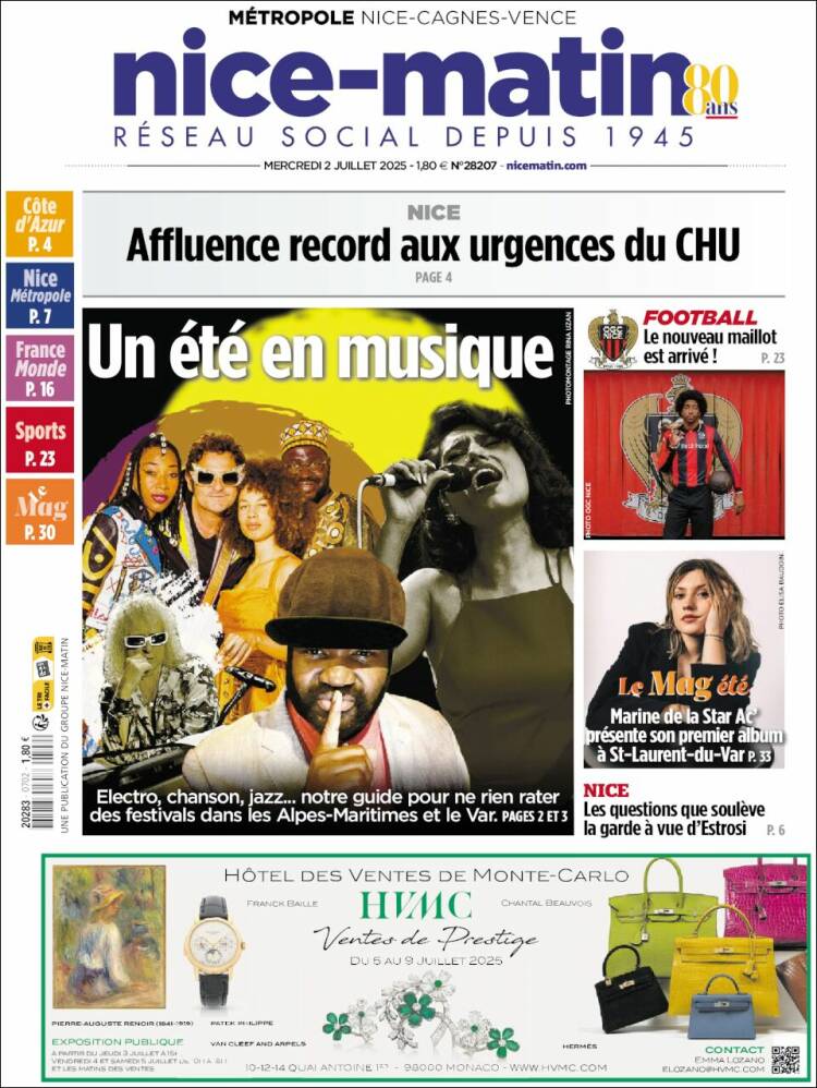 Portada de Nice-Matin (Francia)
