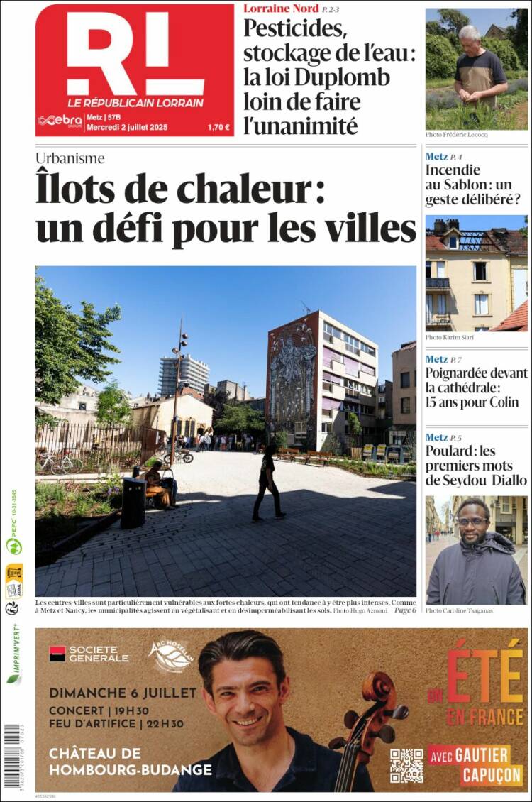 Portada de Le Republicain Lorrain (Francia)