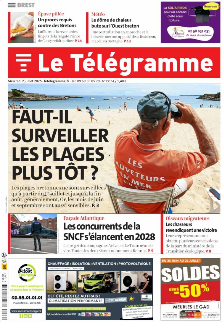 Portada de Télégramme (Francia)
