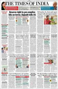 Portada de The Times of India (Inde)