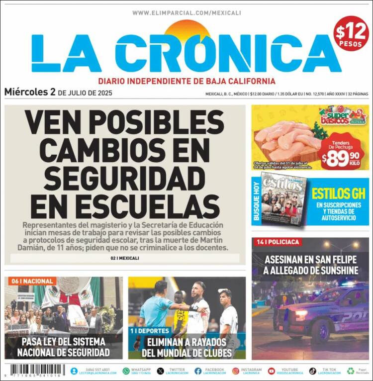 Portada de La Crónica de Baja California (México)
