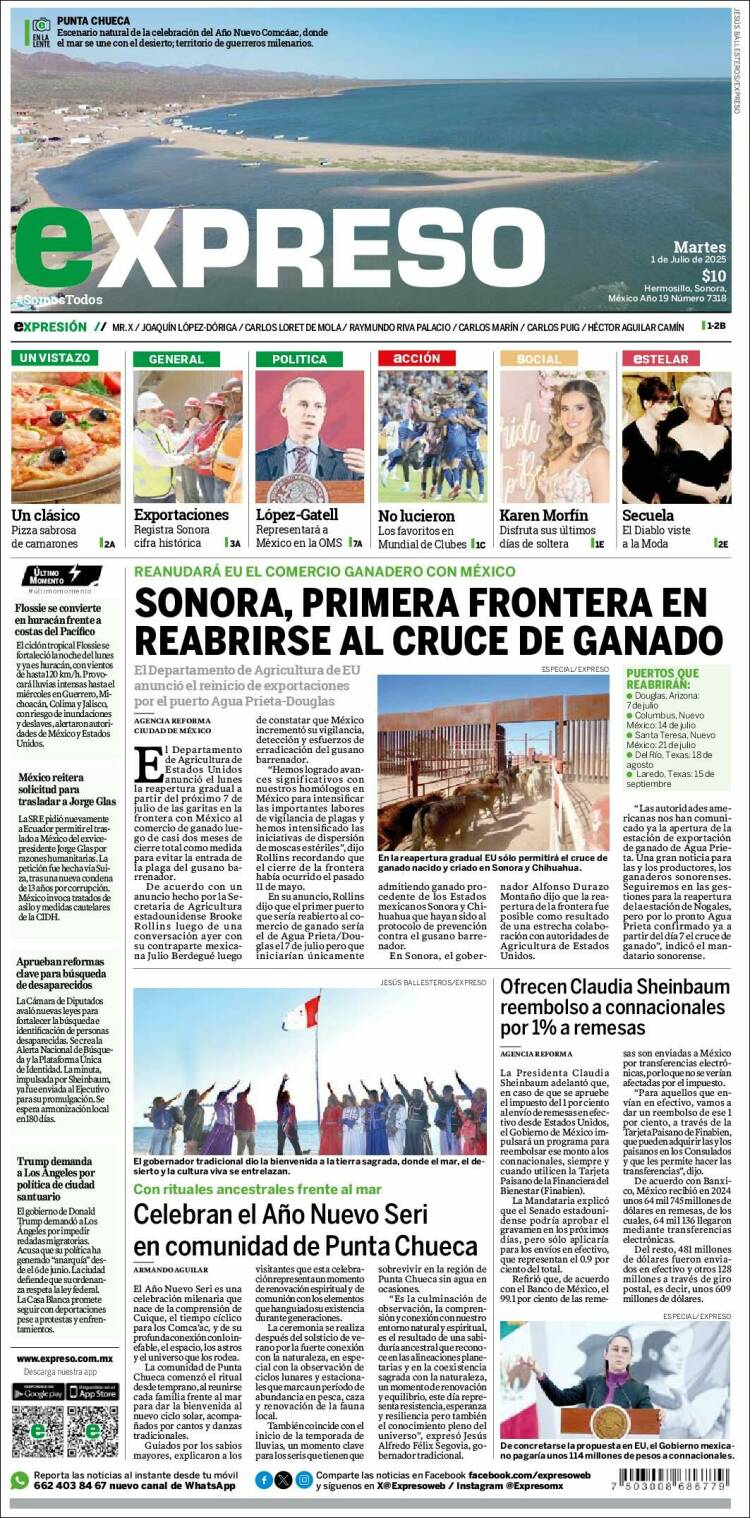 Portada de Expreso (Mexique)