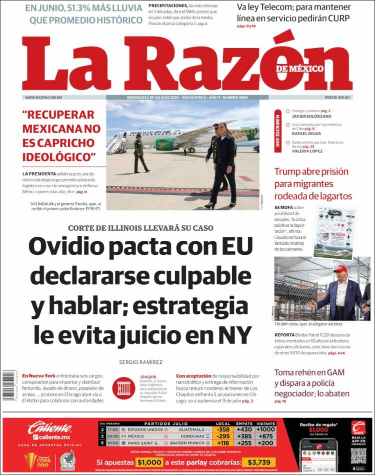 Portada de La Razón (México)