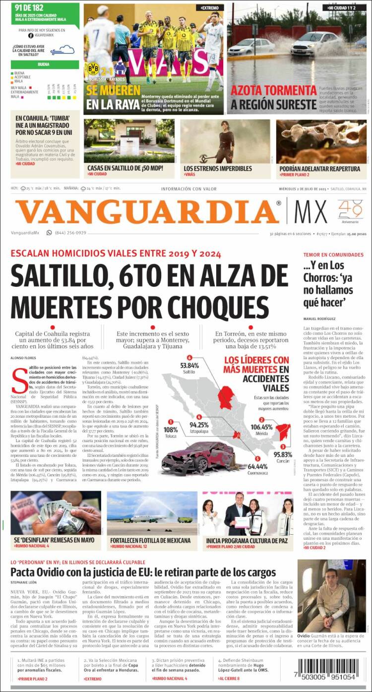 Portada de Vanguardia (México)
