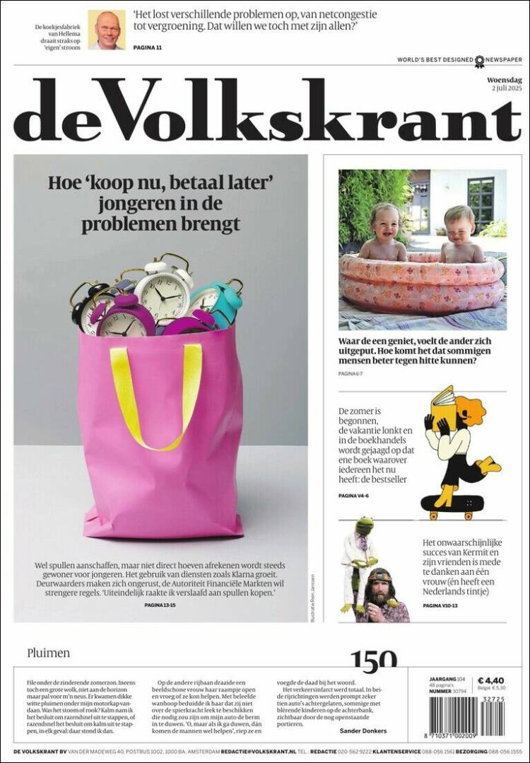Portada de De Volkskrant (Países Bajos)