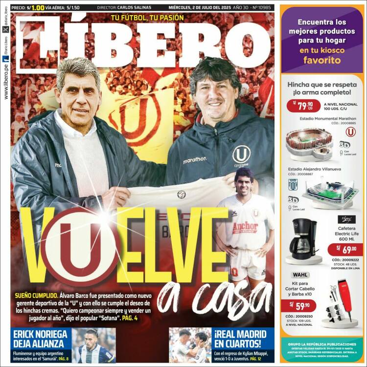 Portada de Líbero (Pérou)