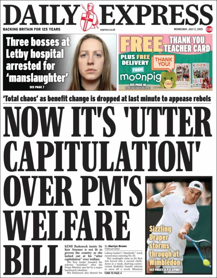 Portada de Daily Express (Reino Unido)