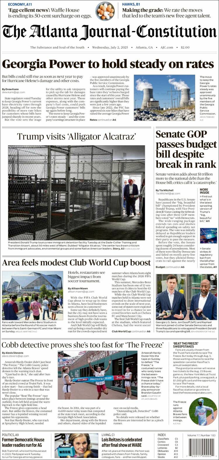 Portada de The Atlanta Journal-Constitution (USA)