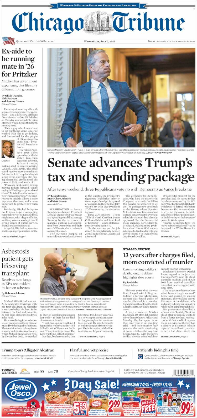 Portada de Chicago Tribune (USA)