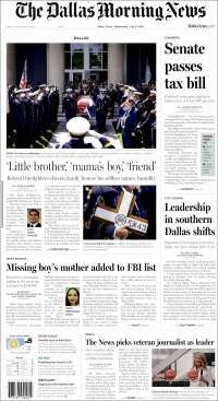 Portada de Dallas Morning News (USA)