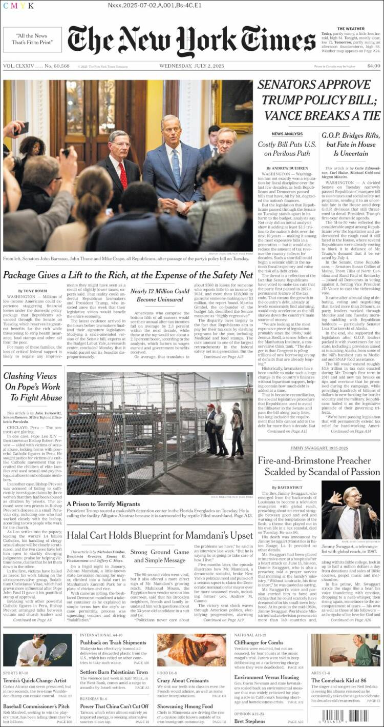 Portada de New York Times (USA)