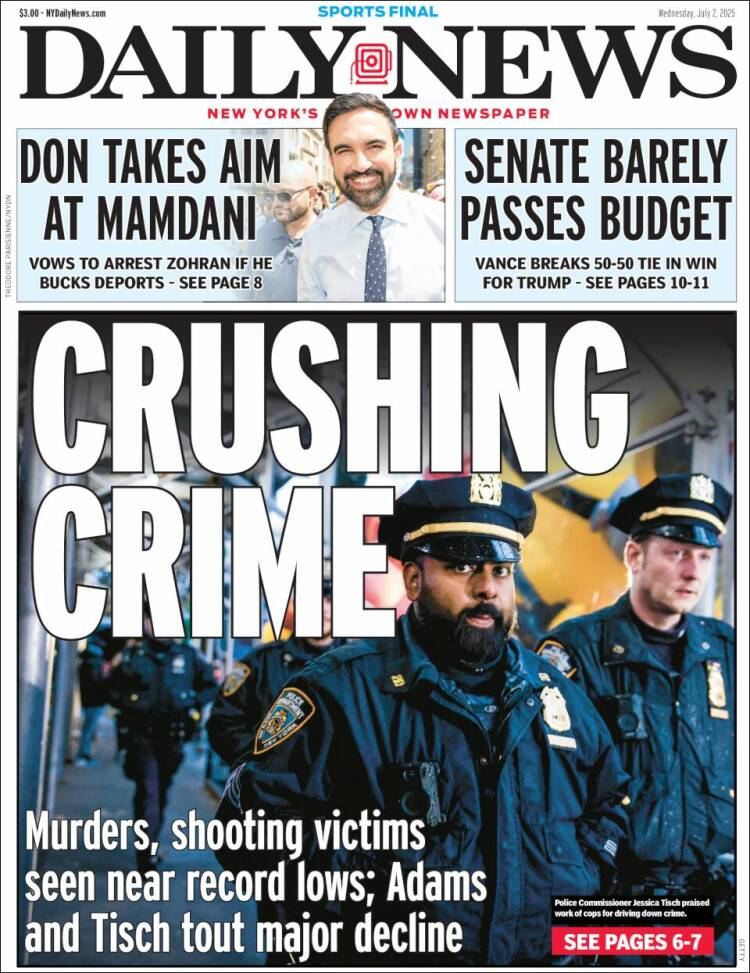 Portada de Daily News - New York (USA)