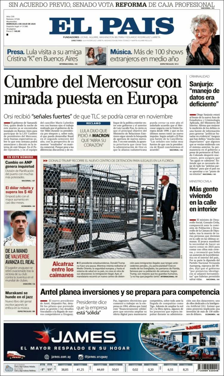 Portada de El País (Uruguay)