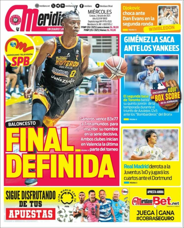 Portada de Meridiano (Venezuela)