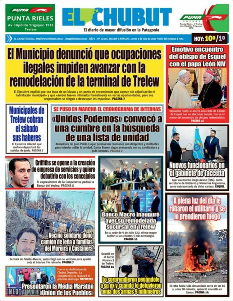 Portada de El Chubut (Argentine)