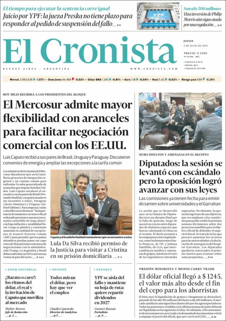 Portada de El Cronista Comercial (Argentina)