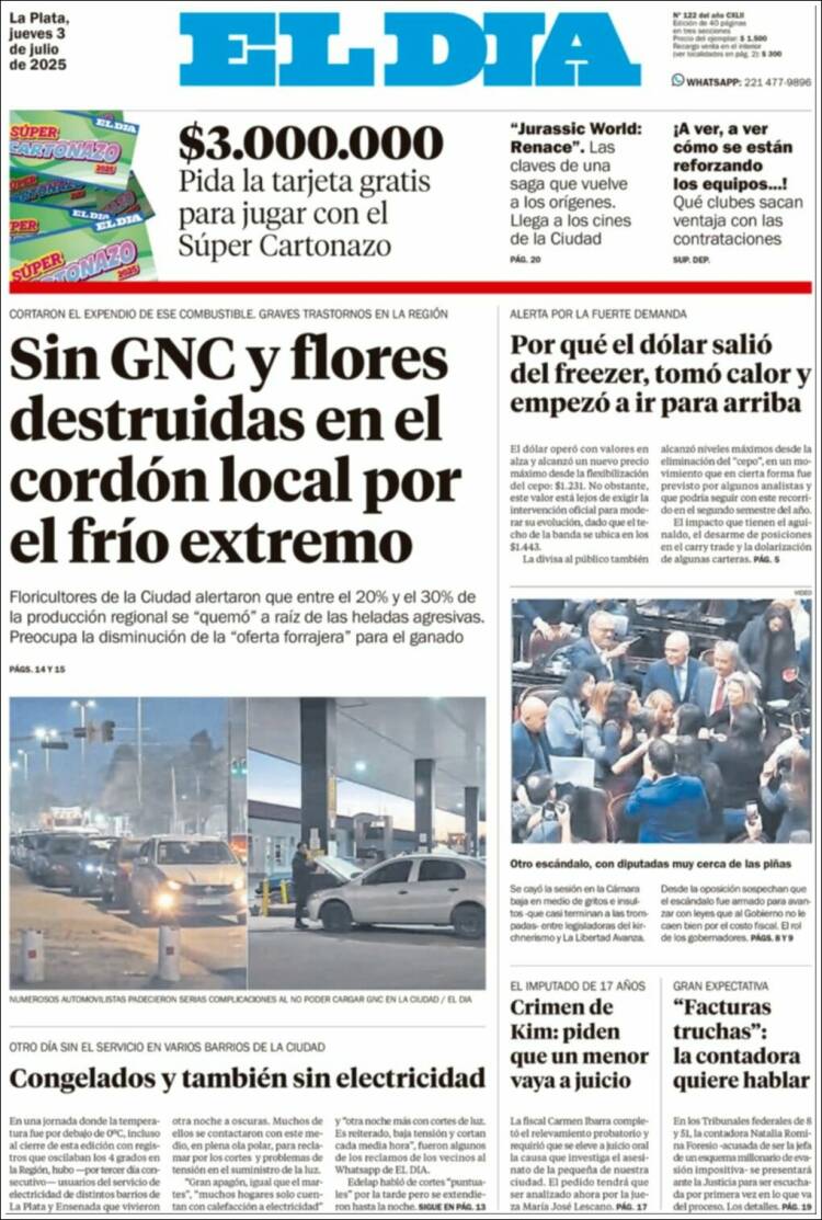 Portada de El Día de la Plata (Argentina)
