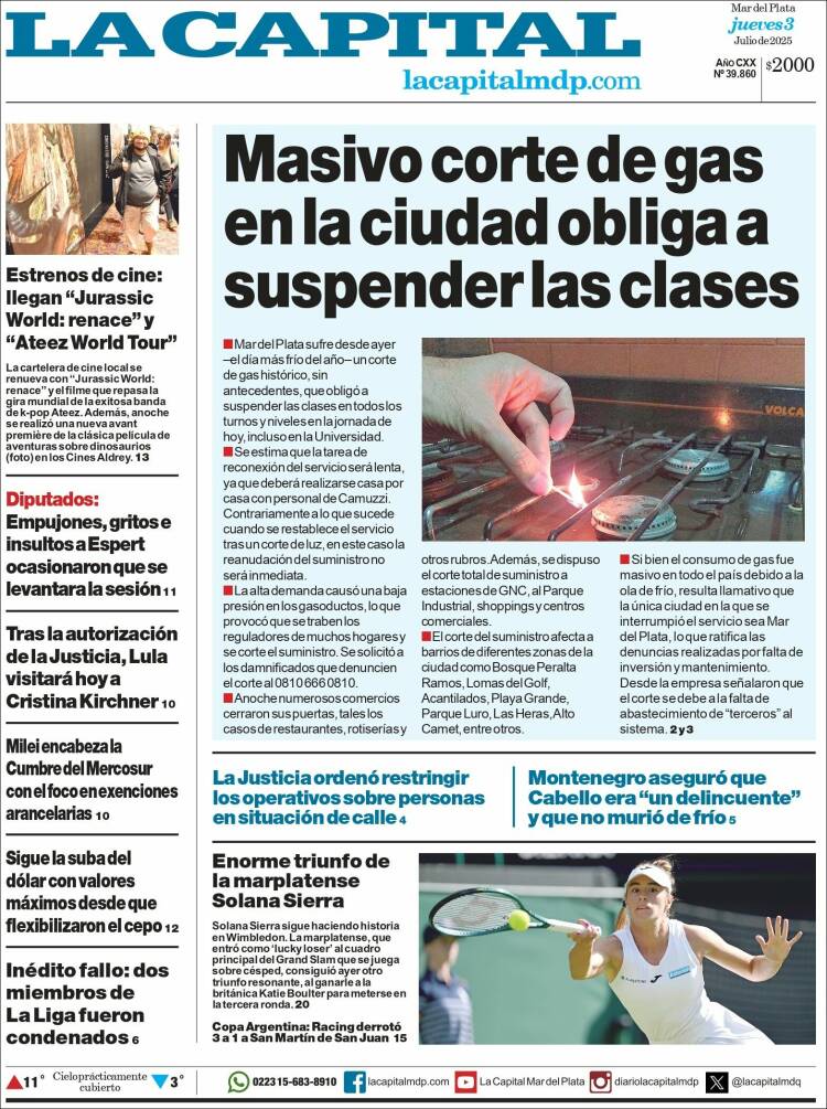 Portada de Diario La Capital - Mar del Plata (Argentina)