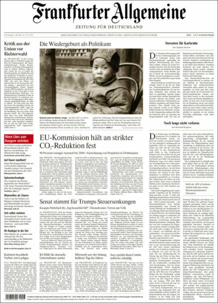 Portada de Frankfurter Allgemeine (Alemania)