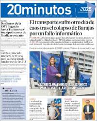 Portada de 20 Minutos - Valencia (España)