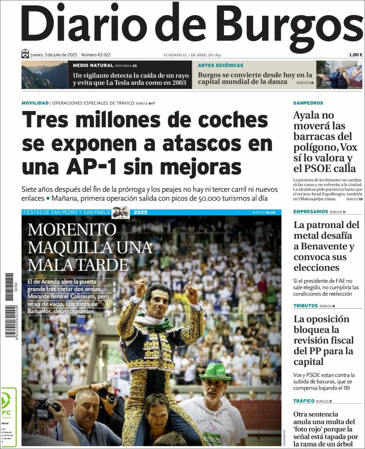 Portada de Diario de Burgos (Spain)