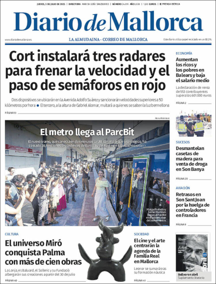 Portada de Diario de Mallorca (España)