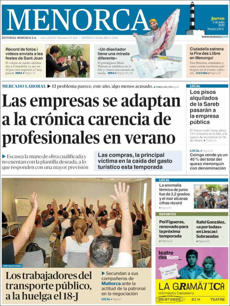 Portada de Menorca - Diario Insular (Spain)