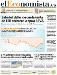 Portada de El Economista (España)