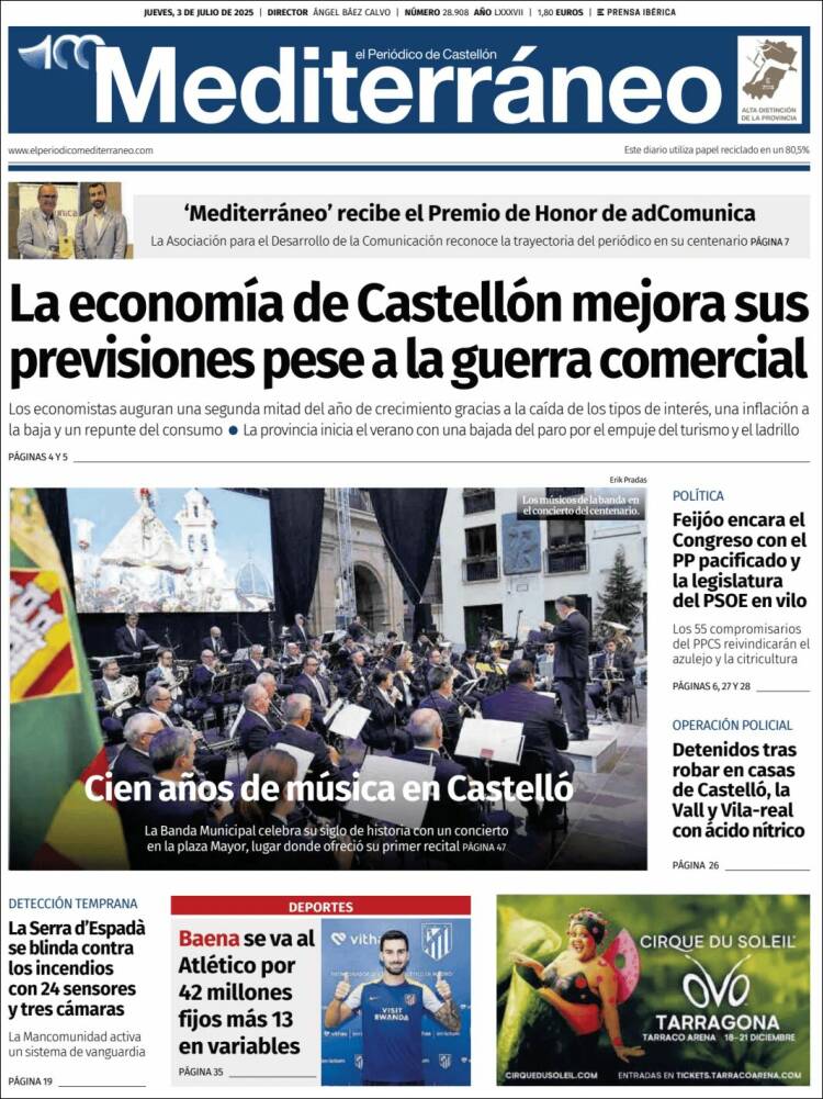 Portada de El Periódico Mediterraneo (Espagne)