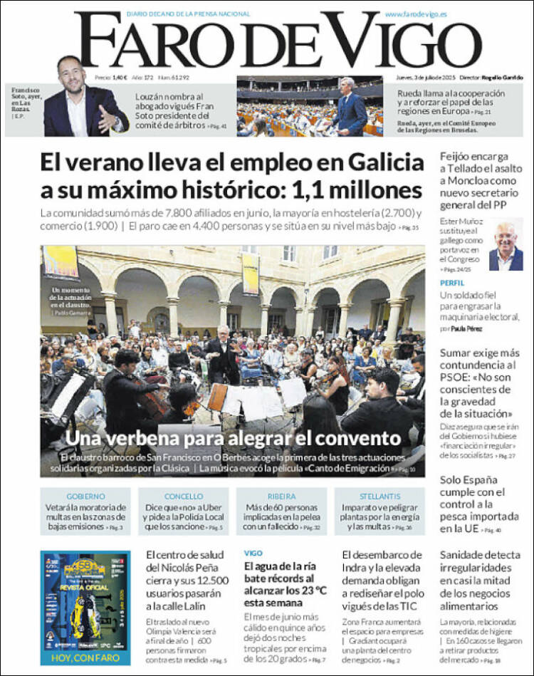 Portada de Faro de Vigo (España)