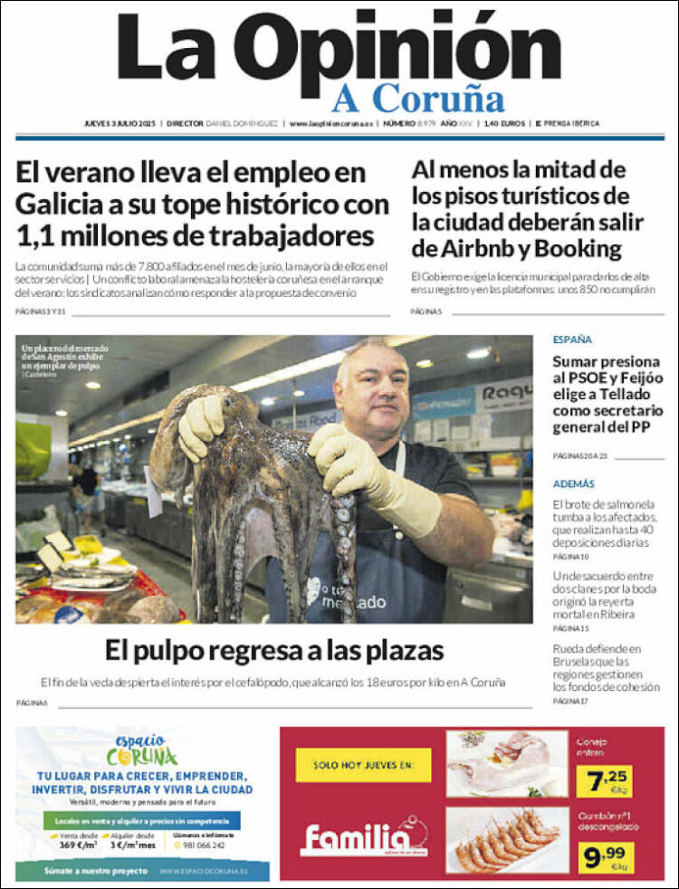 Portada de La Opinión de A Coruña (España)
