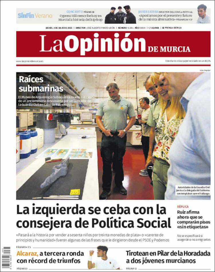 Portada de La Opinión de Murcia (España)
