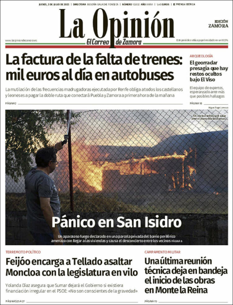 Portada de La Opinión - El Correo de Zamora (España)